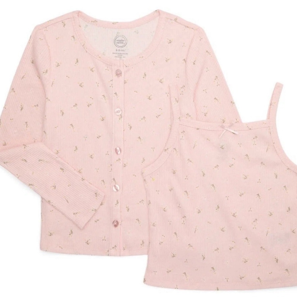 Pink Kids Cardigan /Cami Set